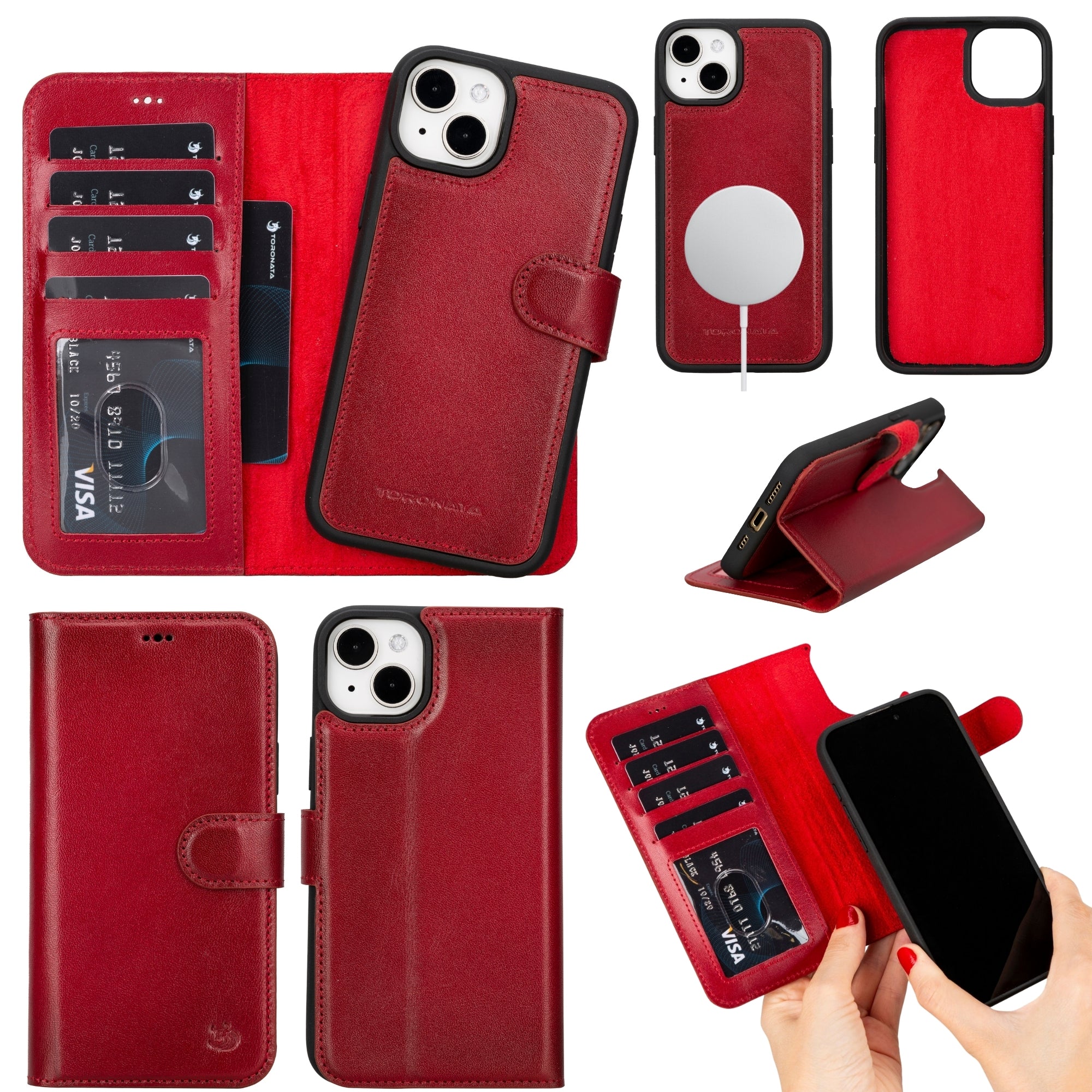 Casper Leather iPhone 15 Wallet Case | Detachable MagSafe Compatible RFID Protection